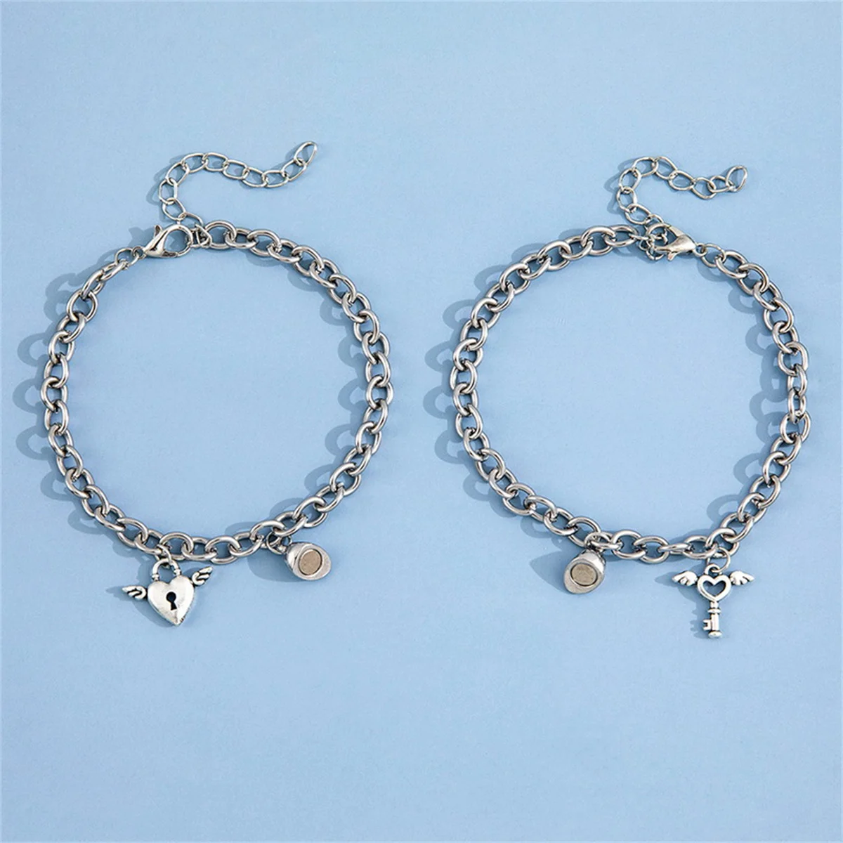 2Pcs/Set Fashion Heart Magnetic Attraction Astronaut Couple Bracelet For Women Men Lock Key Matching Bracelet Friendship Jewelry