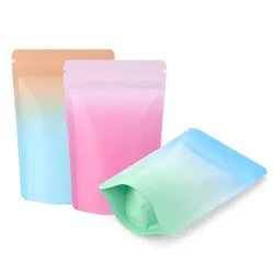 50pcs Matte Gradient Heat Sealing Doypack Aluminum Foil Stand Up Pouches Coffee Bean Cookie Snacks Gift Zip Lock Package Bags