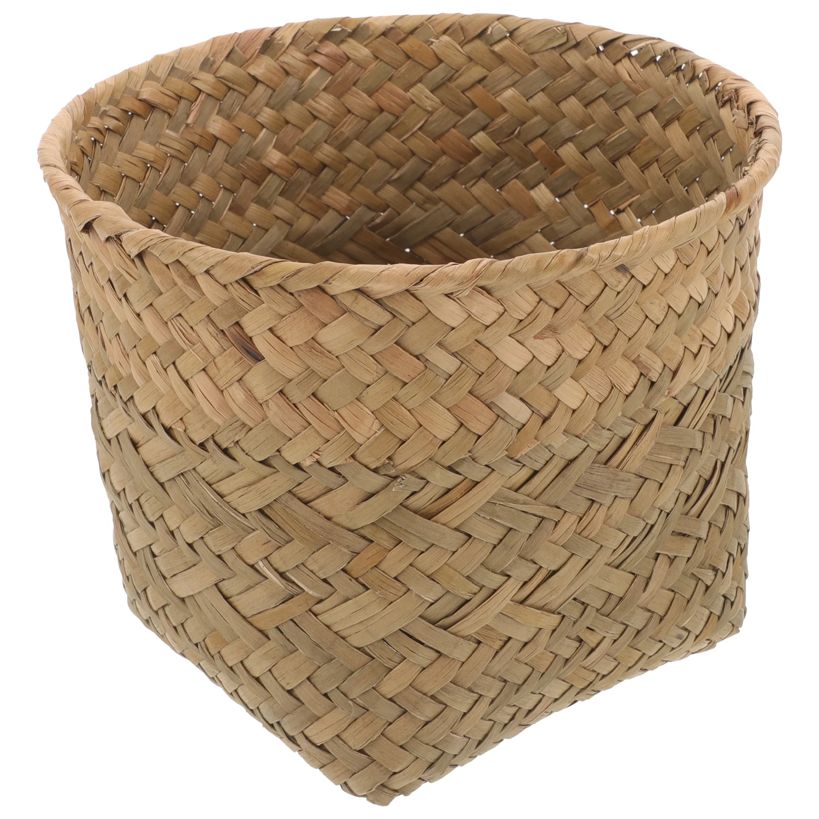 Trash Can Straw Bathroom Woven Basket Waste Barrel Pastoral Style Garbage Bin Office