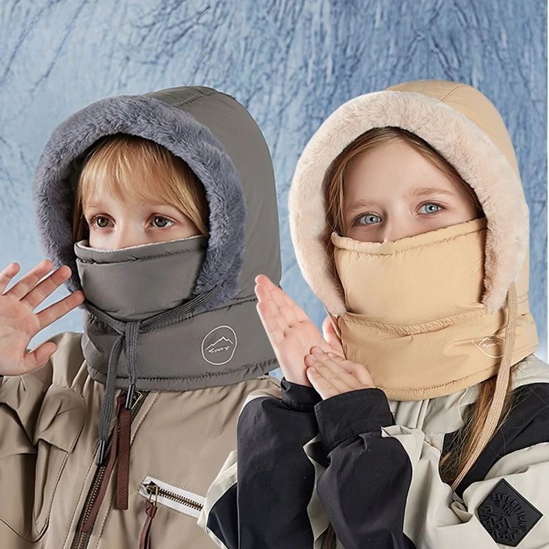 

Children's hat, winter velvet neck guard, neck scarf, integrated hood, men's and women's baby outdoor warm Lei Feng hat