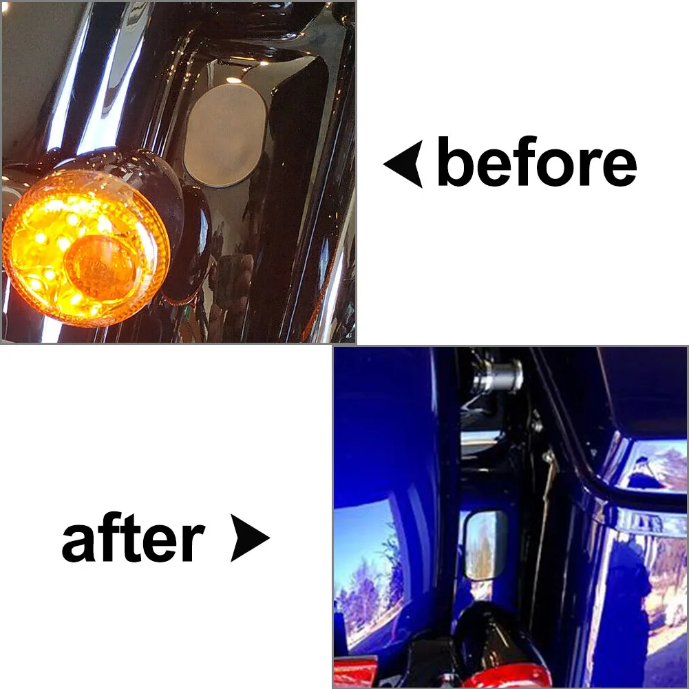 1Pair Motorcycle ABS Antenna Hole Plug Filler Cover Chrome/Glossy Black For Harley Road Street Glide King FLHR