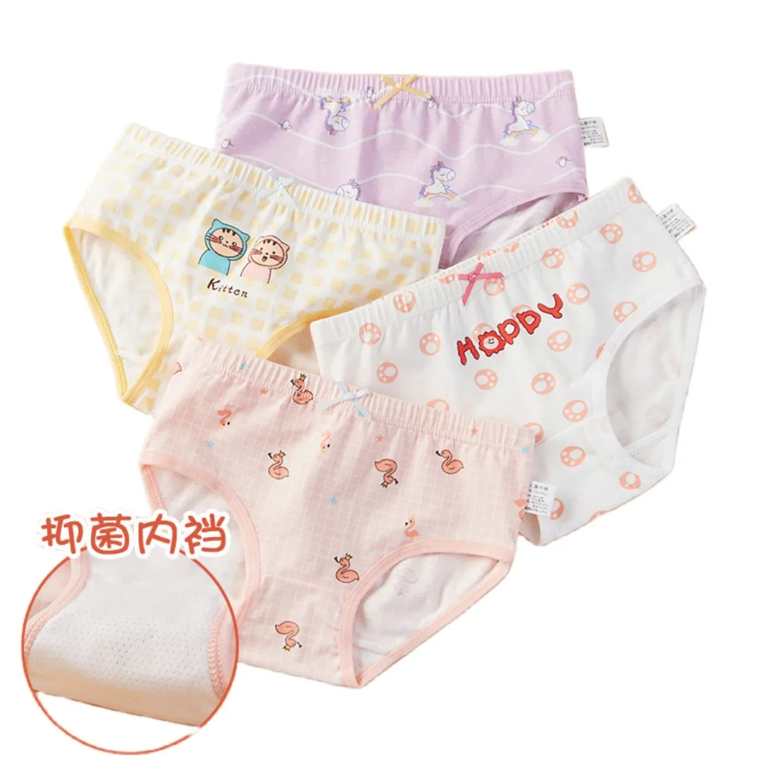 4pcs/Lot Girls Cotton Briefs Healthy Panties Kids Breathable Soft Cute Design Underpants Children Boxers Size 3-10T