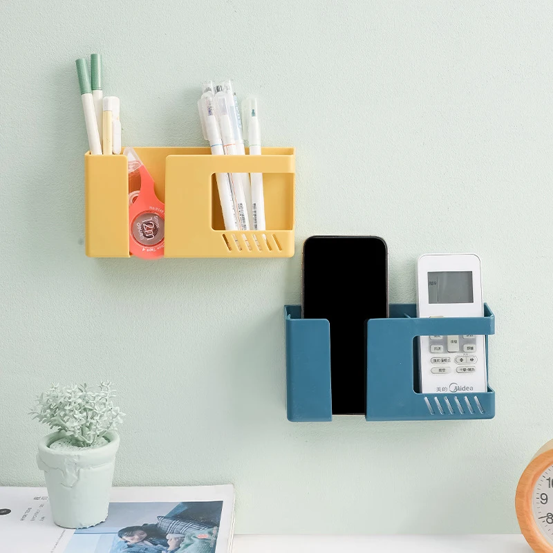 Shelves 2 In 1 Wall-mounted Mobile Phone Charging Remote Control Key Holder Wall Debris Storage Rack Storage Box Room Organizer