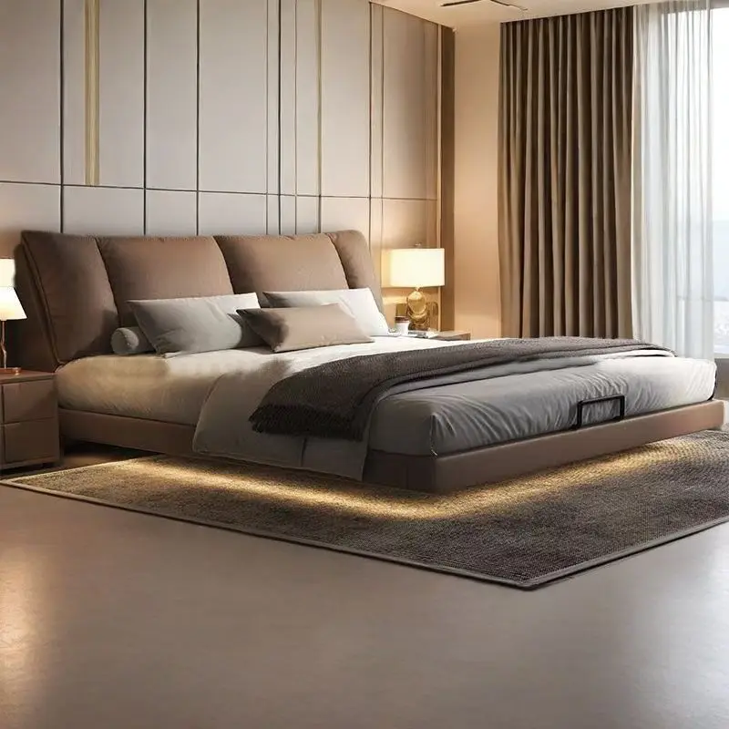 

Leather bed suspension bed simple modern 1.8 meters double 1.5 meters home master bedroom
