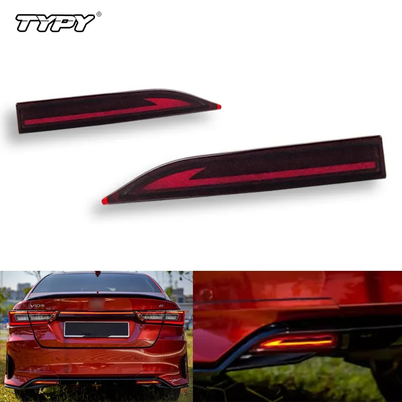 

TYPY 3-in-1 Functions Turn Signal Reflector Rear Running Lamp Brake Light LED Bumper Light For Toyota Yaris Ativ Vios 2022-2023