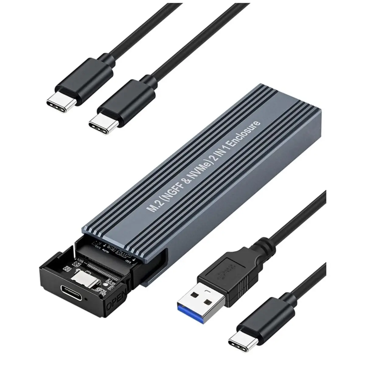 M.2 NVME SATA SSD Enclosure Adapter,USB 3.2 10Gbps NVMe PCI-E Solid State Drive External Adapter for SSDs 2242 2260 2280