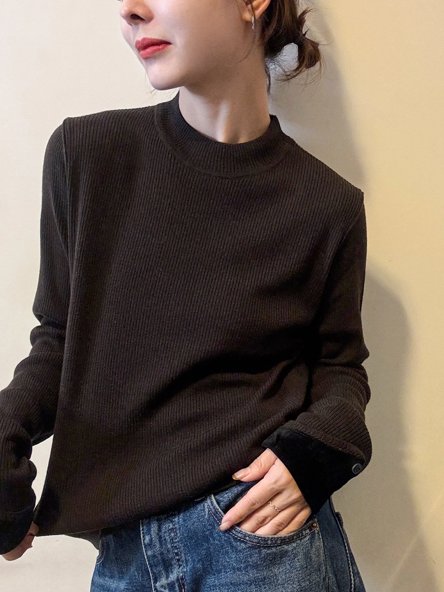 Felpa con cappuccio a maniche lunghe delicata sulla pelle Top lavorato a maglia casual da donna Color Blo Design Pendolarismo Sle Vestibilità regolare Autunno Inverno
