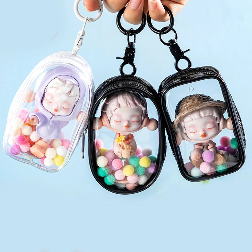 Transparent Thicken PVC Mystery Box Doll Bag Girls Portable Mini Plush Dolls Storage Pouch Double Zippers Classic Organizer Box