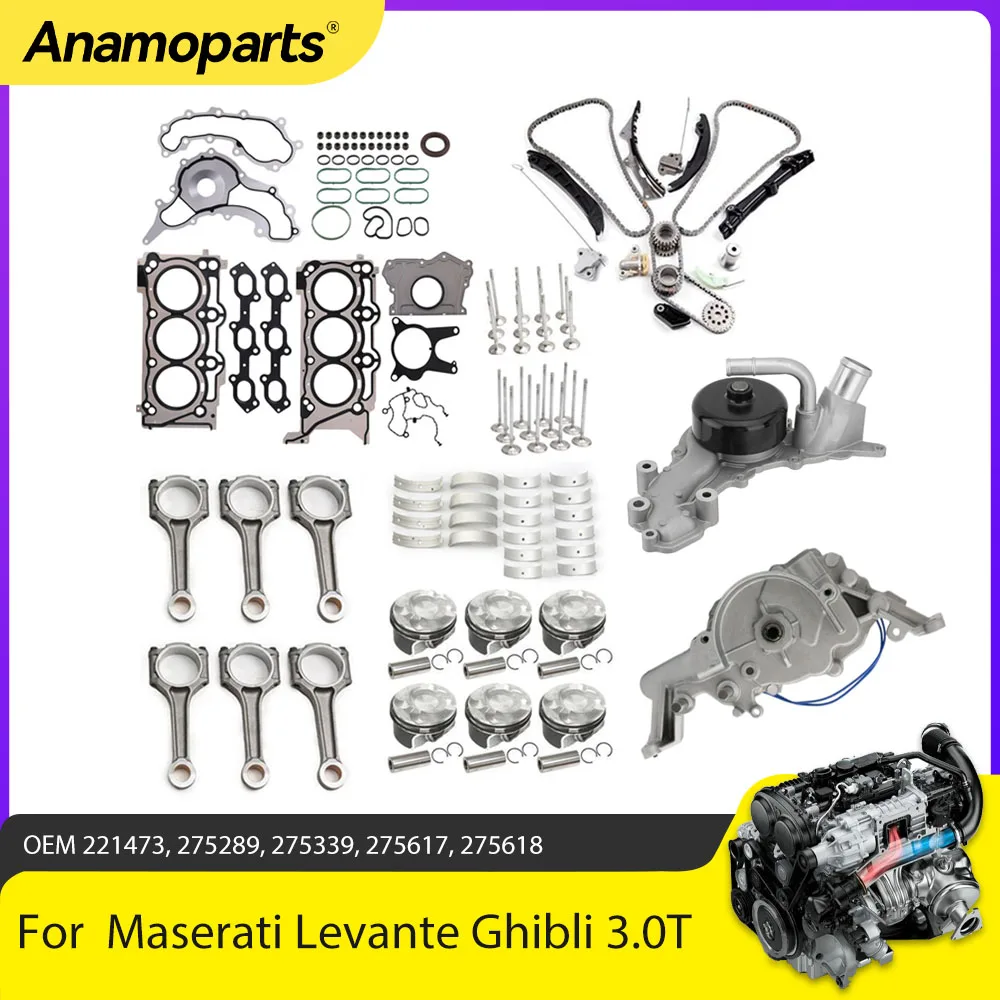 Engine Overhaul Rebuild Gasket Kit Oil Pump Fit 3.0 L T Gas For Maserati Levante Ghibli Quattroporte M156 M157 3.0L 3.0T V6