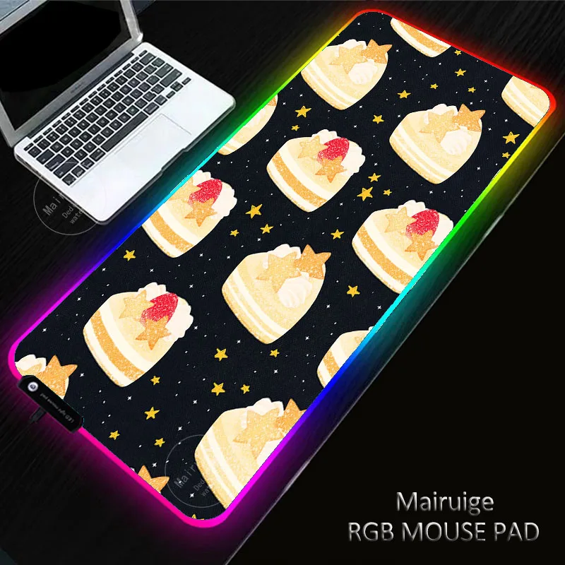 

Cute Cartoon Pattern Pink RGB Mouse Pad Gaming Computer Large Mousepad Backlit XXL LED Gamer Mause Carpet 900x400 DeskMat for CS