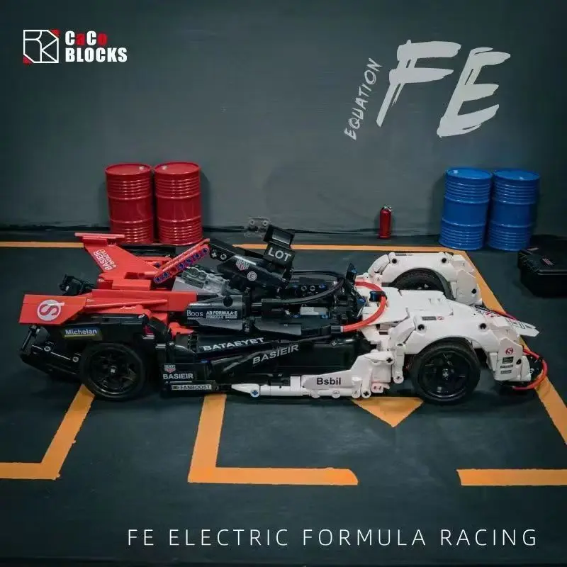

1626PCS red black and white racing F1 building block toys, home decoration collection, holiday gifts (no box static version)
