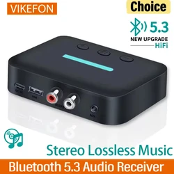 Bluetooth 5.3 Audio Receiver Adapter Wireless Stereo Music USB 3.5mm AUX R/L RCA Support U-Disk Playback For Desktop Speaker Amp
