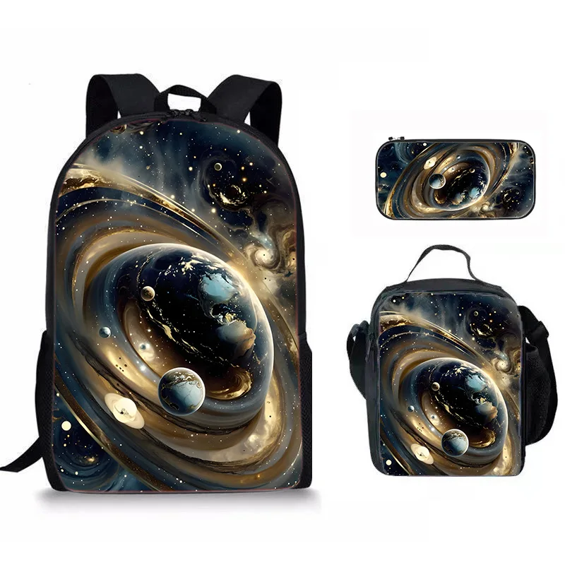 

Luxury Popular Funny Novelty Space planet 3D Printed 3pcs/Set pupil School Bags Laptop Daypack Backpack Lunch bag Pencil Case
