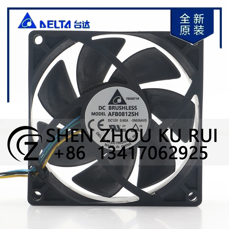 

Delta 5V 24V 48V DC 12V 0.60A AC EC 8025 80X80X25MM 8CM High air Volume 4-wire Temperature Control AFB0812SH-SM26AVS Cooling Fan