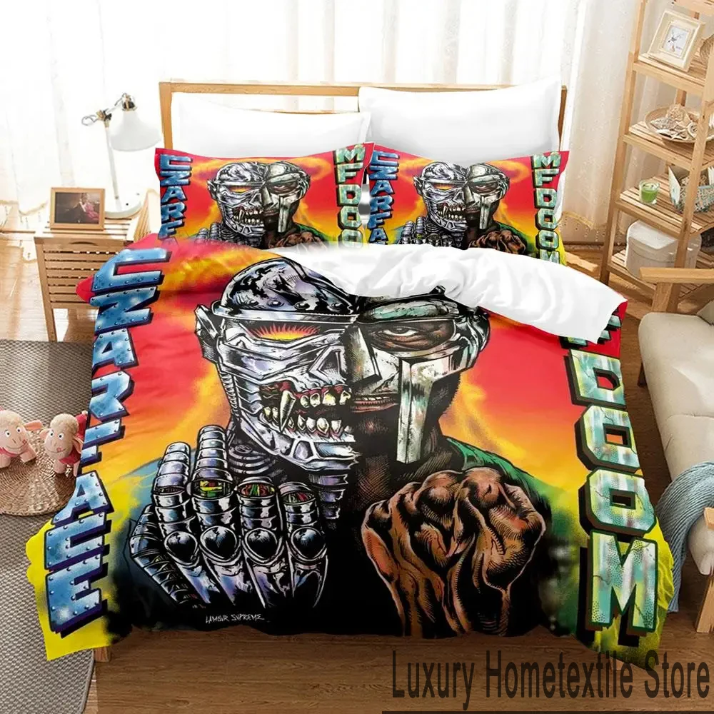 

3D Print MF DOOM Bedding Set Duvet Cover Bed Set Quilt Cover Pillowcase Comforter king Queen Size Boys Adult Bedding Set