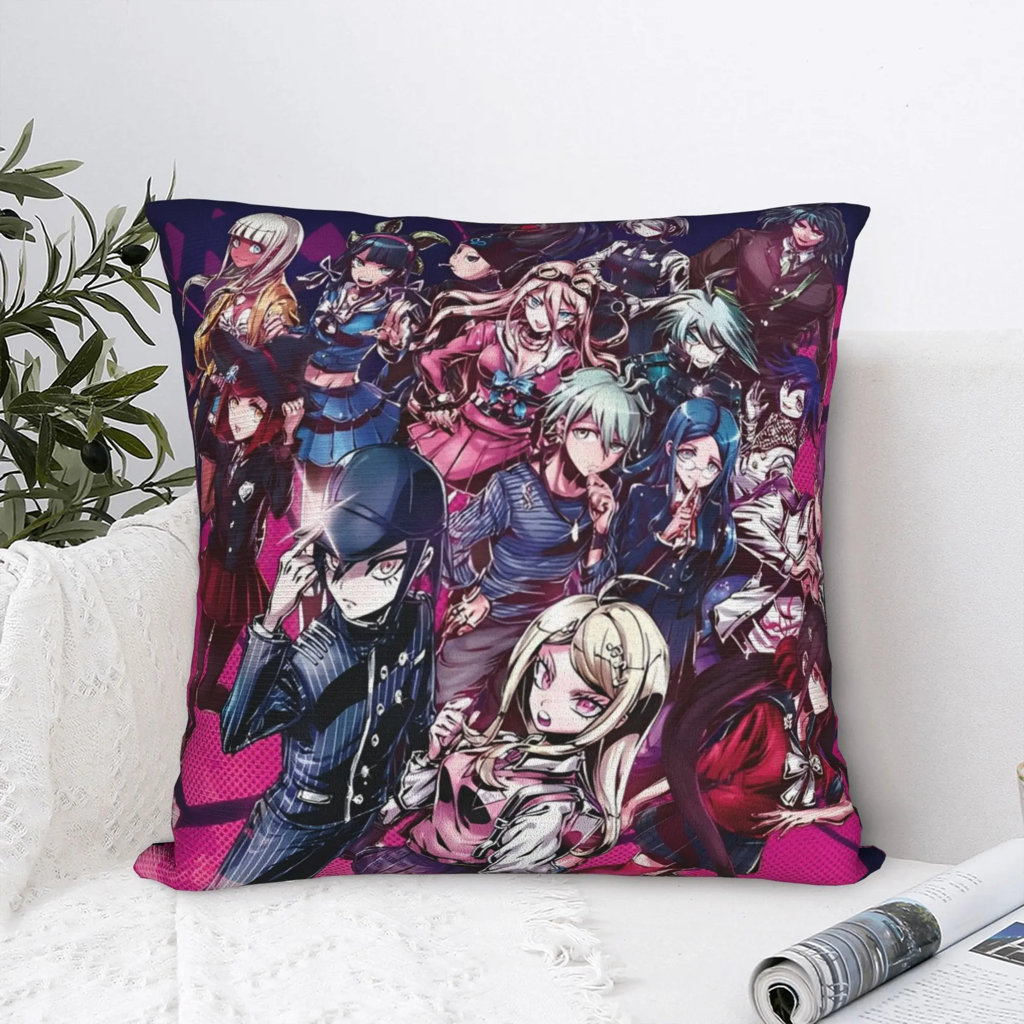 Danganronpa انمي ياباني سادات ميرش الطباعة غطاء الوسادة ديكور رمي كيس وسادة غطاء المنزل متعدد الحجم