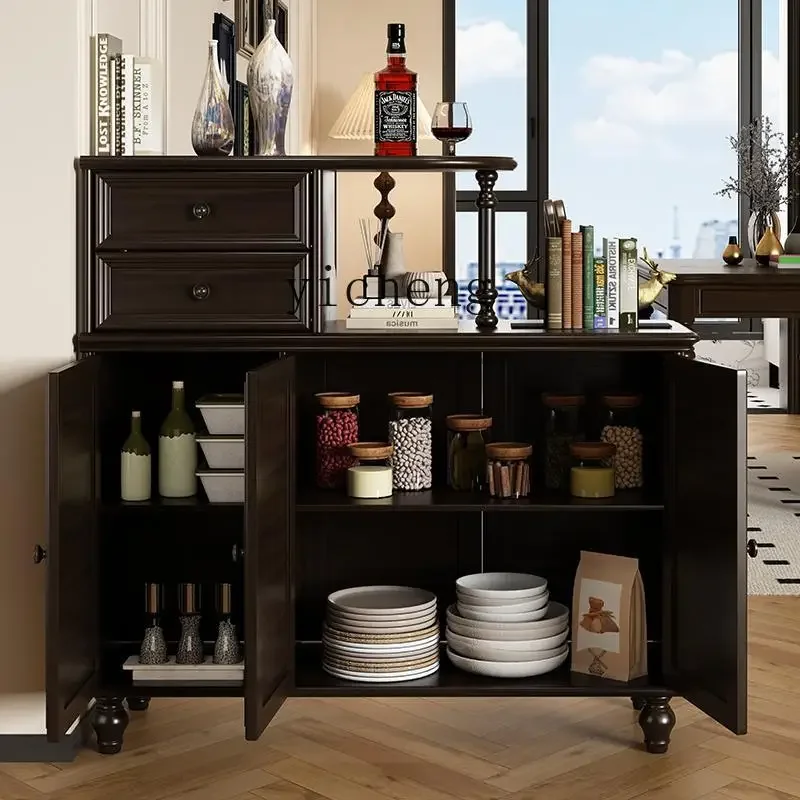 

ZZ pure solid wood entrance partition wine cabinet living room shoe cabinet double-sided small apartment retro integrated wall