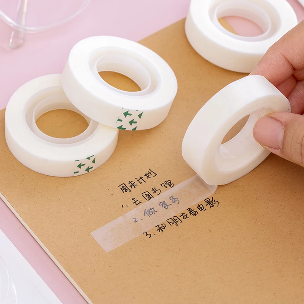 8Pcs Clear Student Masking Tape Premium Adhesive Transparent Tape for DIY Crafts Errors Removing Repairing School Stationery