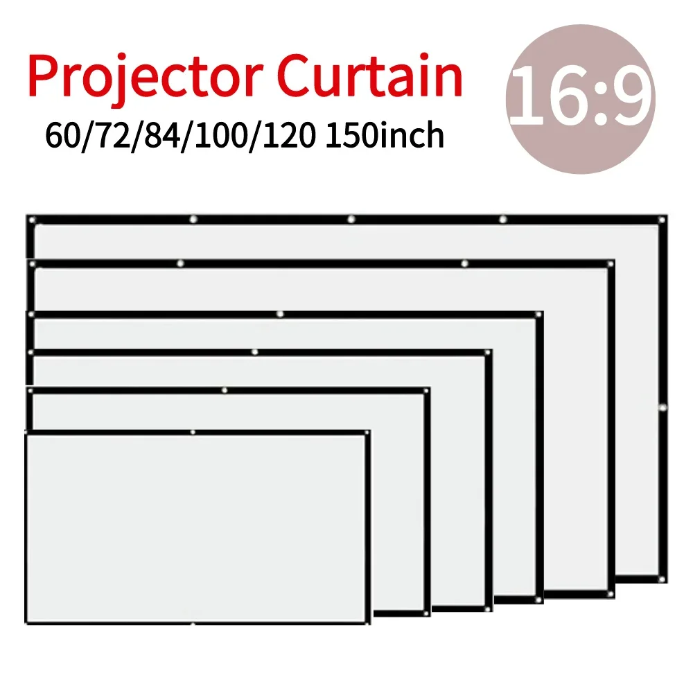 

60/72/84/100/120inch 16:9 Simple Projector Curtain Set HD Display Screen Household Bedroom Decoration for Home Outdoor Office