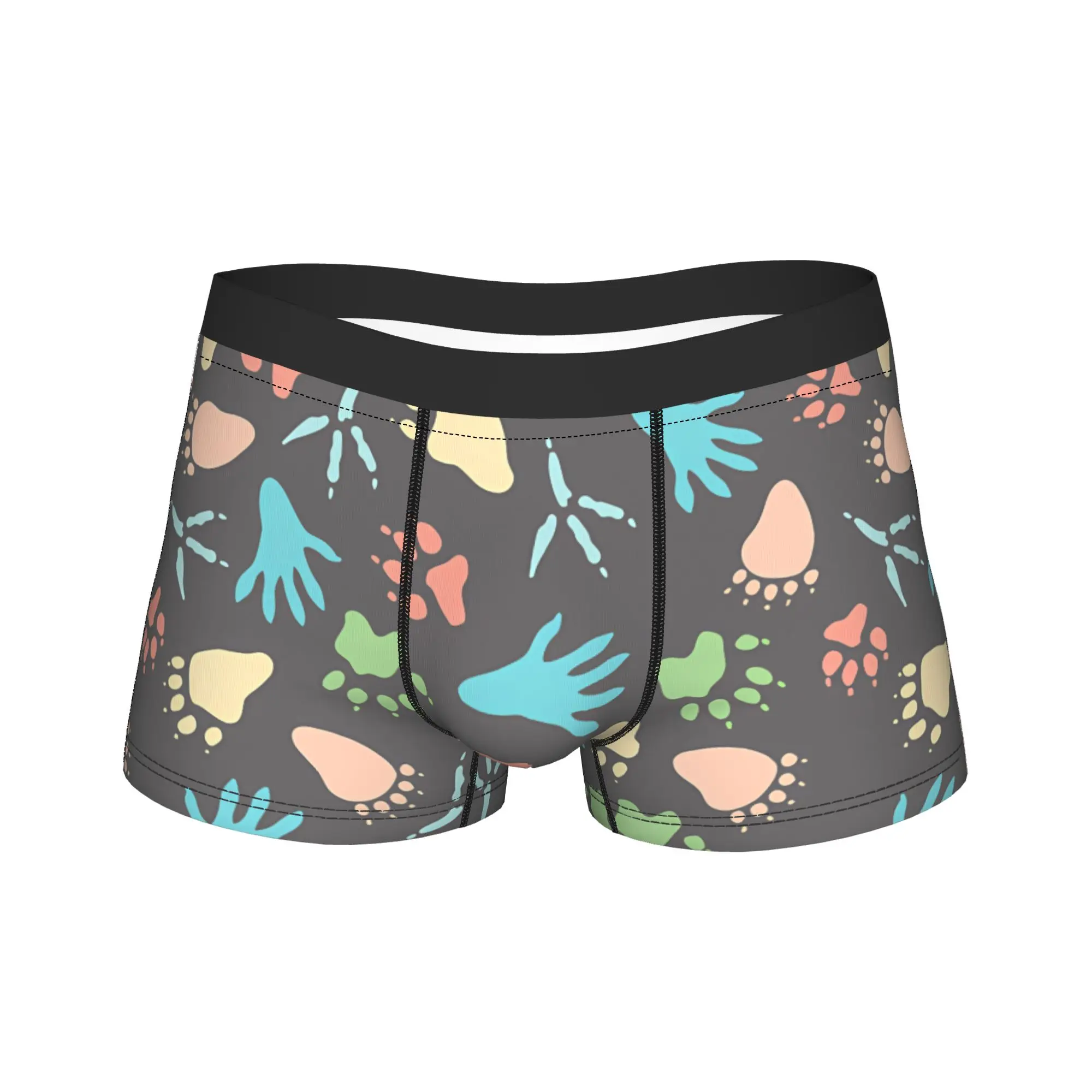 Dinosaur footprint tracks Underwear  Males Shorts Briefs Funny Boxer Shorts Quality Custom DIY Plus Size Underpants