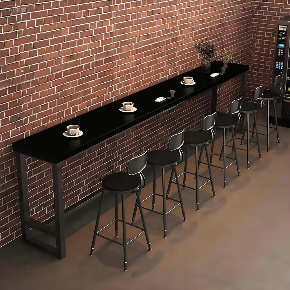 

Long Bar Table, Narrow Counter Height Pub Table with Solid Wood Top,Tall Dining Table or Kitchen, Restaurant, Caé,Breakroom(Stoo
