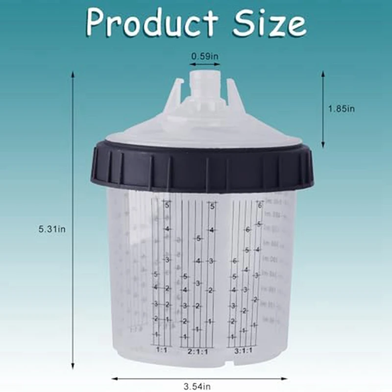Juego de vasos mezcladores de pulverizador de pintura desechable para pistola de pintura automotriz, Kit de pistola de pintura en aerosol HVLP de 20 onzas (600Ml)
