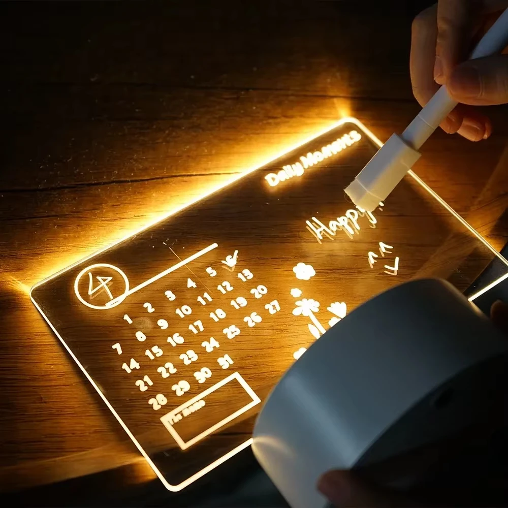 크리 에이 티브 LED 노트 보드 야간 조명 USB 재기록 가능한 메시지 보드 어린이를위한 따뜻한 부드러운 빛 여자 친구 장식 밤 램프