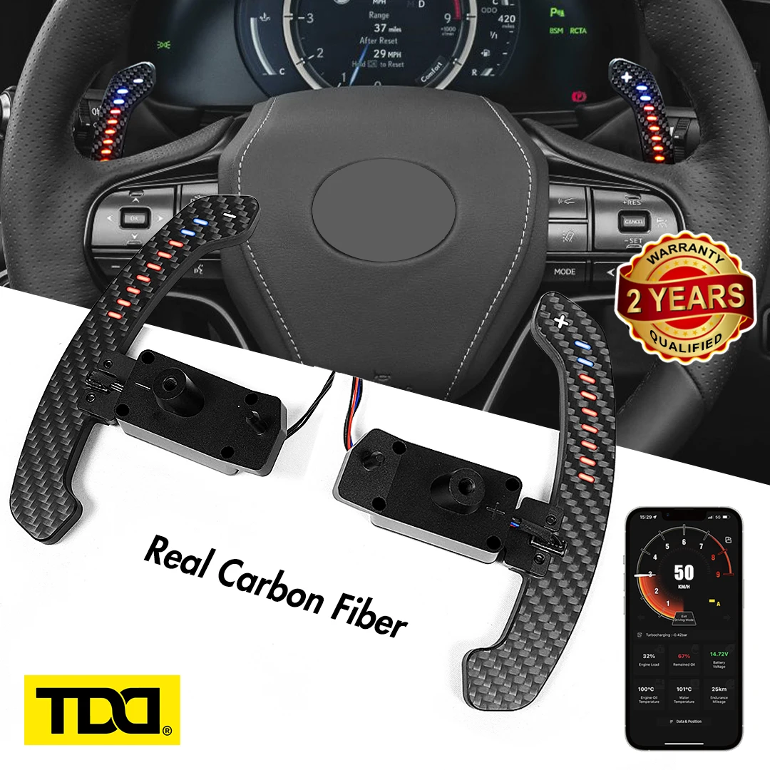 TDD Motors Carbon Fiber LED Magnetic Paddle Shifters For Lexus UX200,ES300,ES350, NX350,RX. LC500