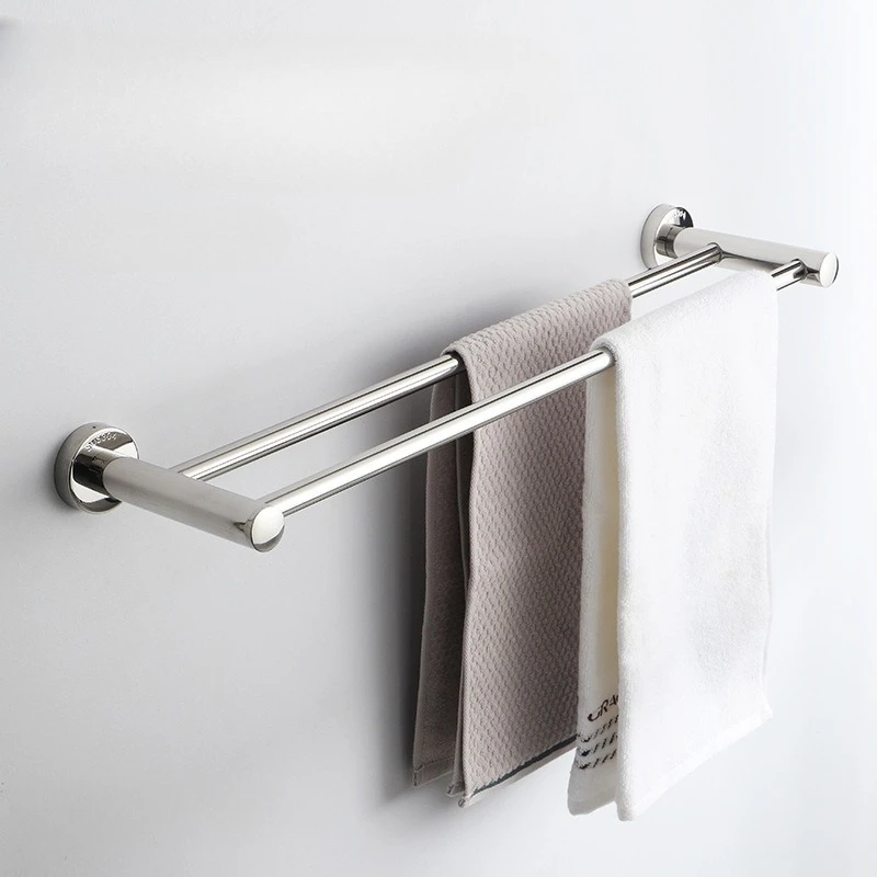 

Wall Mounted Towel Rack Shelf Stainless Steel Stainless Steel Double Towel Bar Brushed Bathroom Towel Holder Accessories