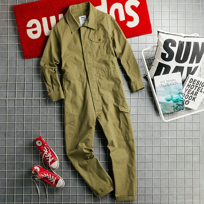 

Loose Men's Rer Straight Leg Workwear Retro Waed One-Piece Trendy Brand Inteated Clothing Youth ular Long Pants