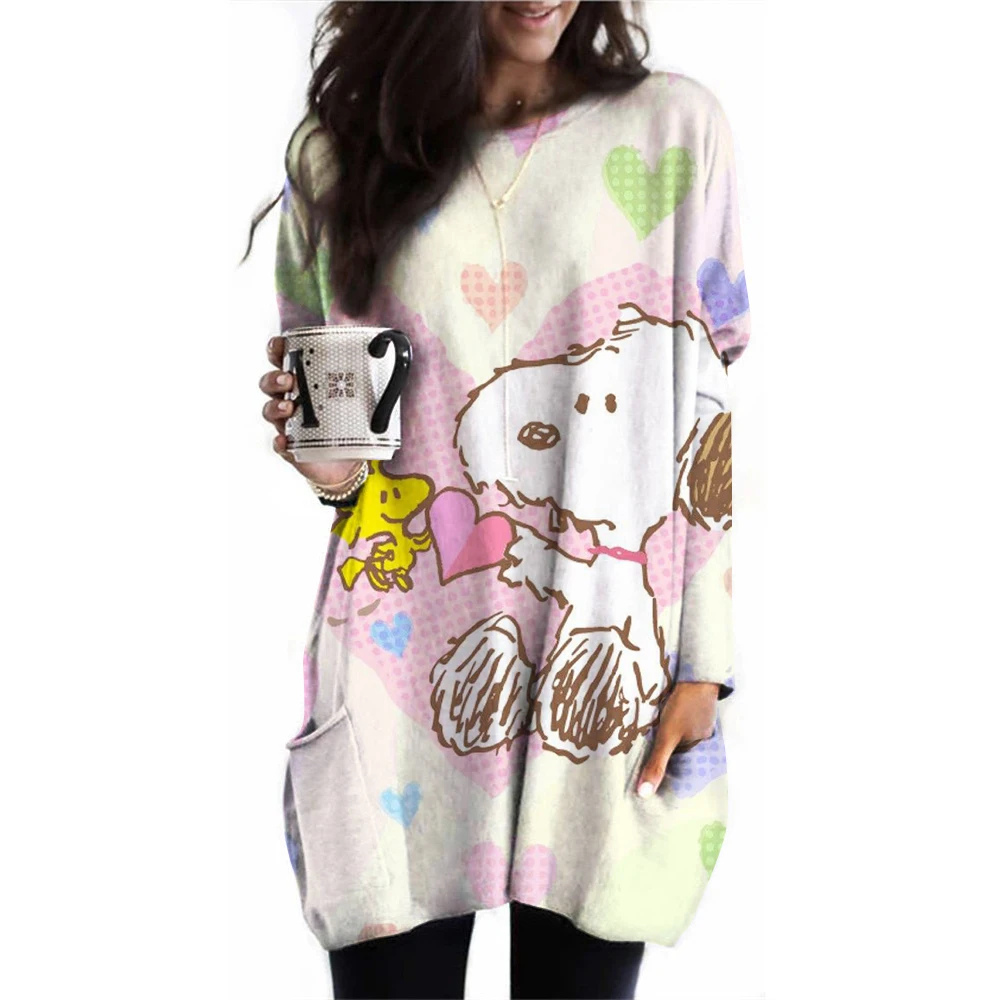 Anime Cute Printed Hoodies Women Cartoon Snoopy Y2k Korean Students Loose Sweatshirt Fashion Sweet Manga Unisex Clothing