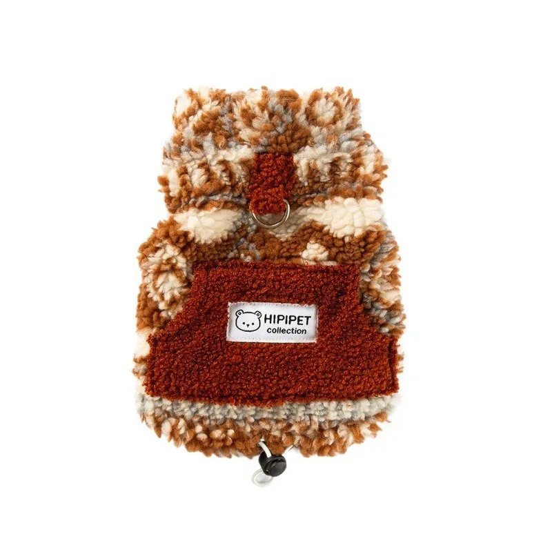 

Plaid Sherpa Dog Vest Winter Warm Fleece Thick High Neck Snap Front D Ring Leash Slot Designer Pet Jacket For Small Dogs Outdoor