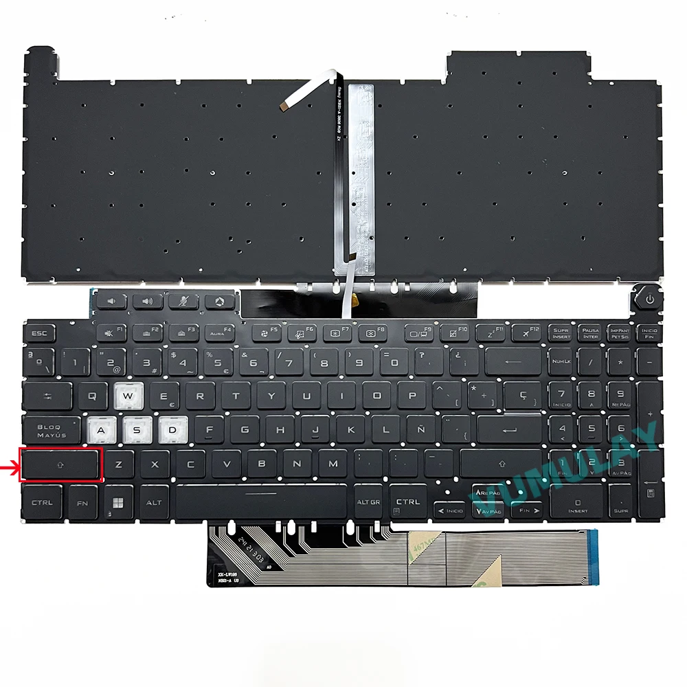 Spanish Backlit Keyboard for ASUS TUF Gaming FX507ZM FX507ZU FX507ZV/ZI FA507RC FA507RE FA507RM/RR FX517 FX517ZM FX517ZR/ZC SP