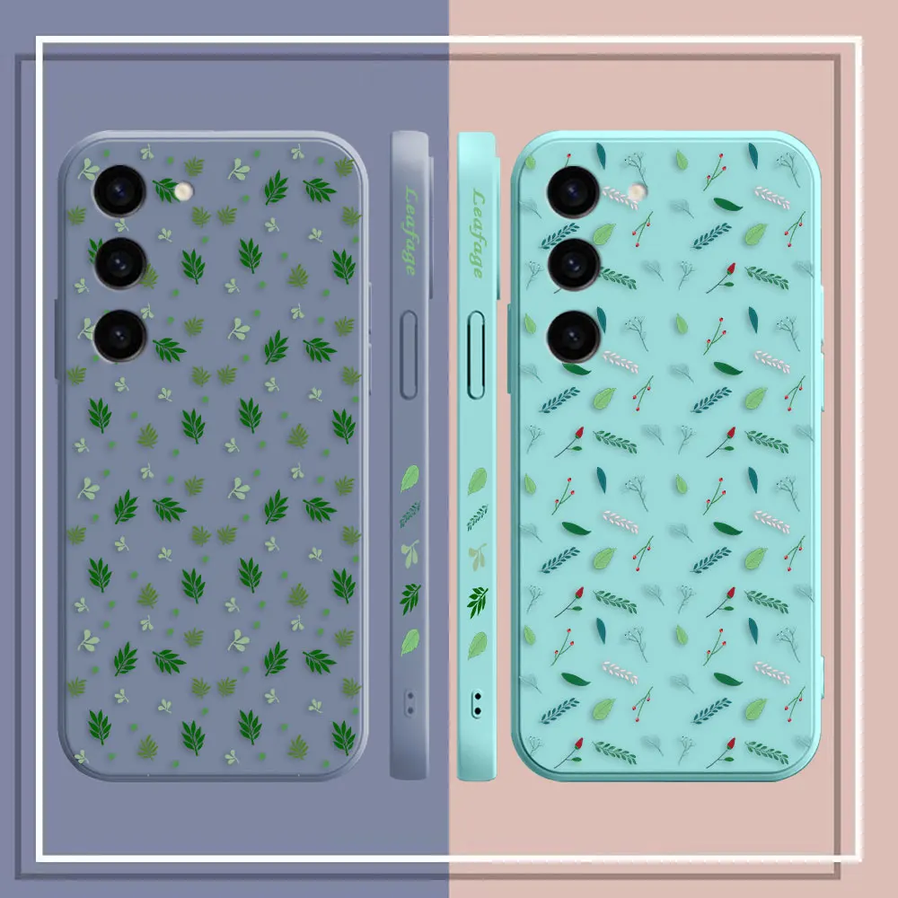 Rainforest Leaf Phone Case For Samsung S23 S22 S21 S20 FE S11 S11E S10 S10E S30 Ultra Plus 4G 5G Colour Liquid Case Fundas Shell