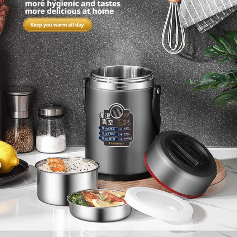 

Stainless Steel Thermal Lunch Box Case Longlasting Heat Preservation Largecapacity Lunch Box Preservation Bento Box