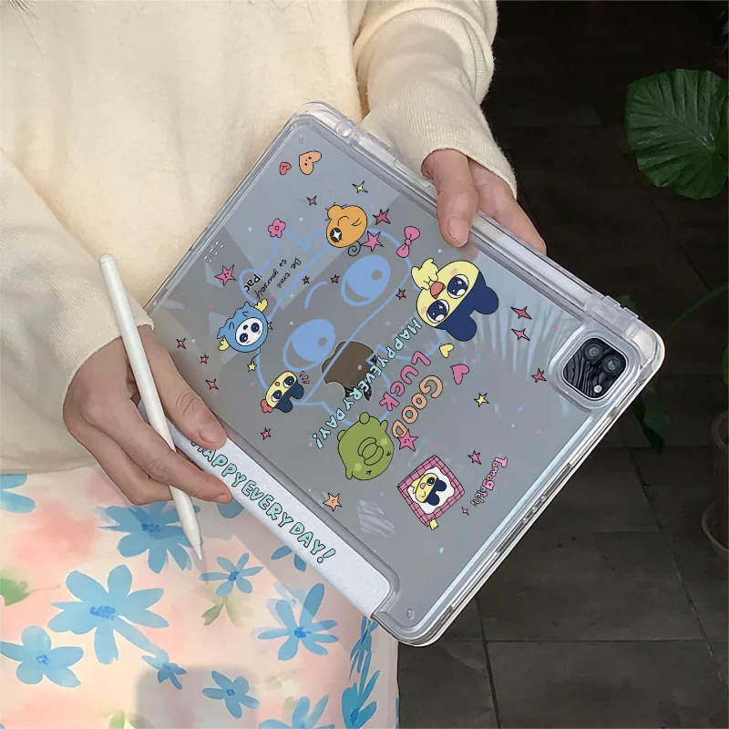 لطيف الكرتون Tamagotchi Can Y/3 للطي Ipad11 جديد متعة واقية Ipad10 مع فتحة قلم 11 بوصة مكافحة سقوط واقية قذيفة