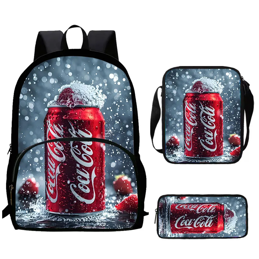 Mochila infantil de Coca-Cola con estampado de dibujos animados con bolsillo frontal, bolsos de hombro, bolsas de lápices para niños de 5 a 10 años, bolsa de anime para niño y niña, el mejor regalo