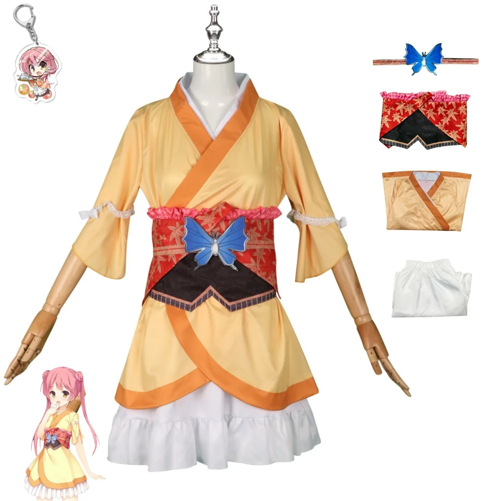 

Anime Game Senren*Banka Kurama Koharu Cosplay Costume Japanese Yellow Kimono Skirt Lolita Woman Lovely Kawaii Halloween Suit