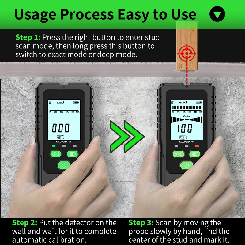 Imagem -04 - R&d Wall Stud Finder Sensor Scanner de Parede Lcd Detector Eletrônico Edge Center Wood Current Metal ac Live Wires Detection