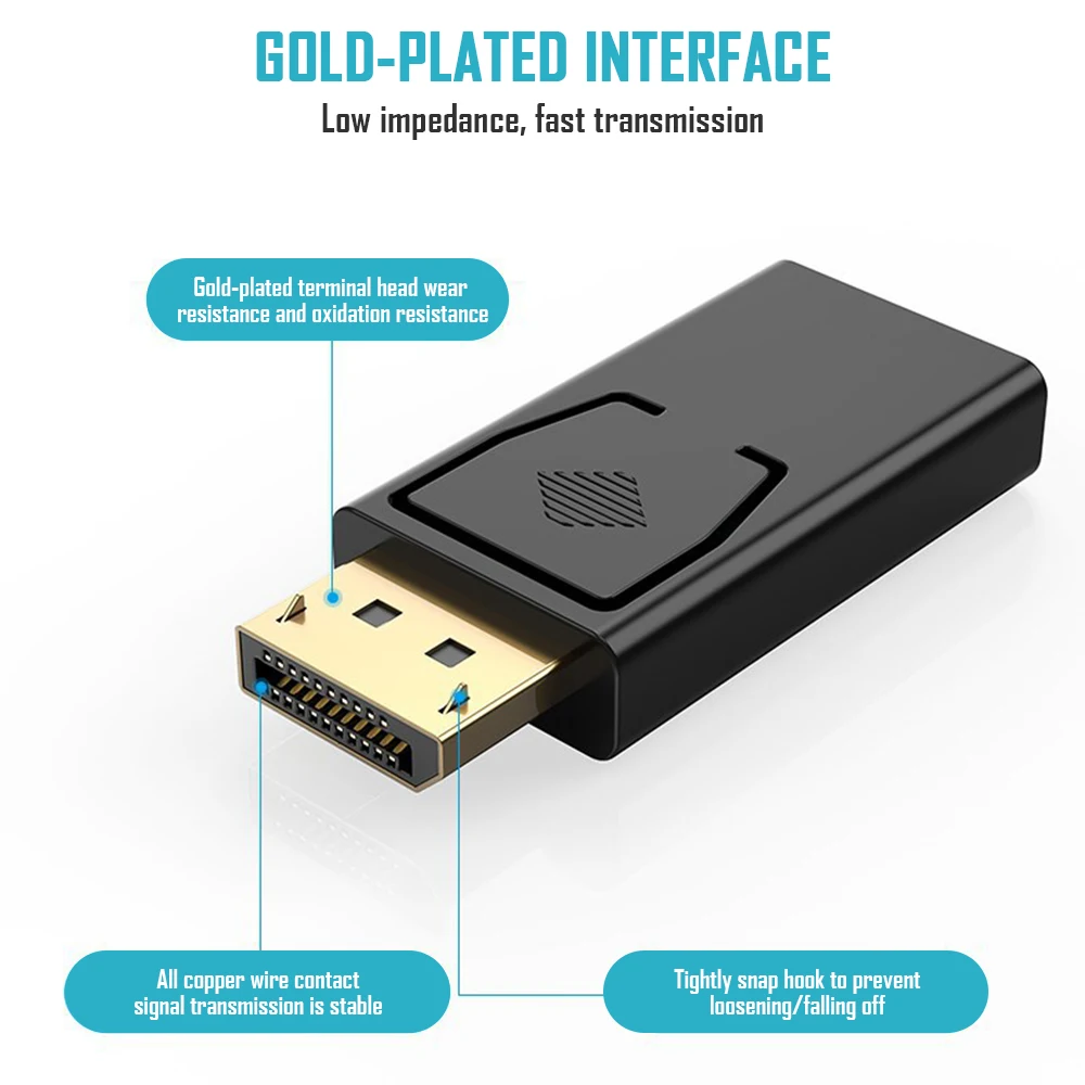 4K DisplayPort zu HDMI-kompatiblen Adapter 4k@60hz DP Stecker auf Buchse HDMI-kompatibler 3D-Konverter Video für PC HDTV Laptop Moni – Detail 4