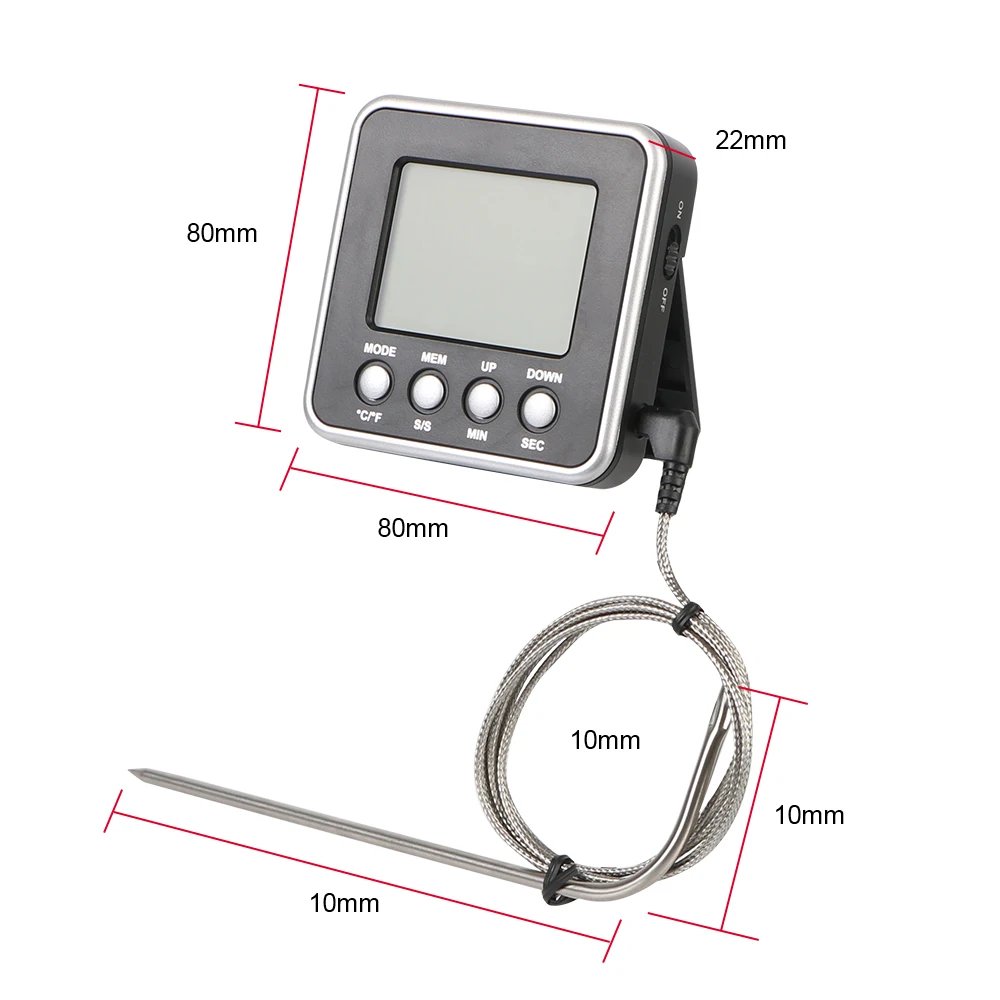 BBQ Kitchen Cooking Food Digital Meat Thermometer Kitchen Tools Thermomet With Timer Meat Probe LCD Backlight Display