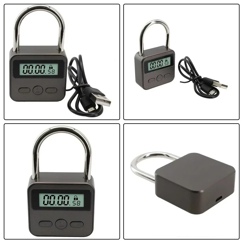 Heavy Duty Metal Digital Time Lock USB Rechargeable Waterproof Keyless Padlock LCD Timer Home Security(Character count: 109)