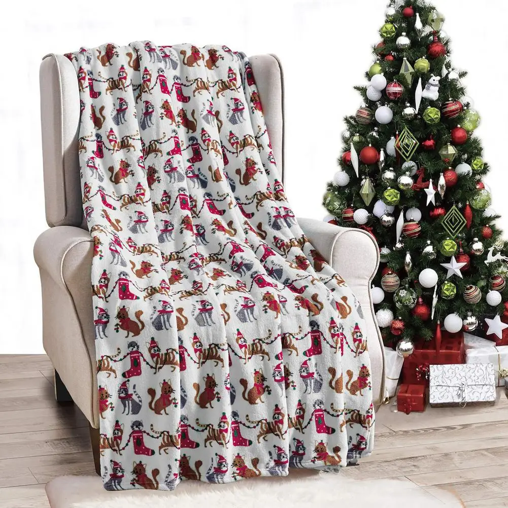 Holiday Season Comforter Cozy Snowflake Elk Printed Winter Blanket for Home Travel Thick Plush Machine Washable Office Nap