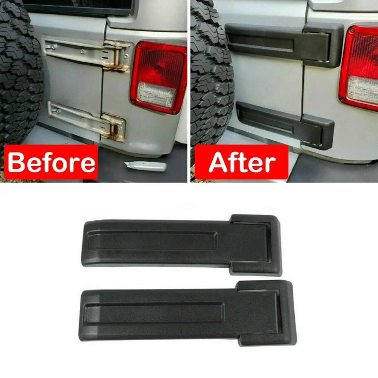 2Pcs Tailgate Hinge Covers Trim Black Upper Rear Tailgate Hinge Cover Cap for Jeep Wrangler JK Jku Cars Replacement Parts