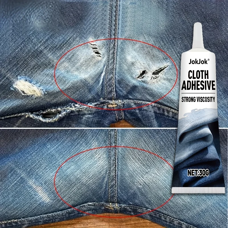 Washable Transparent Fabric Glue, Clear No Trace Repair for Denim, Clothing, Leather & Crafts, Jokjok Brand