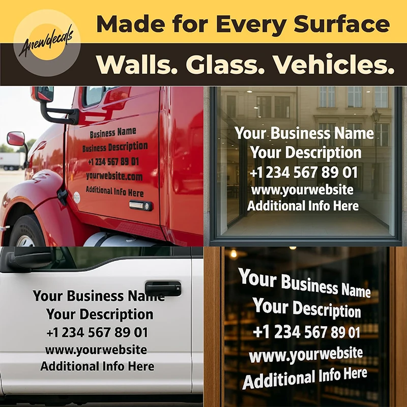 Custom Business Logo Sticker  No Background - Personalized Vinyl Decals for Cars or Trucks with Text, Contact Info, or Website