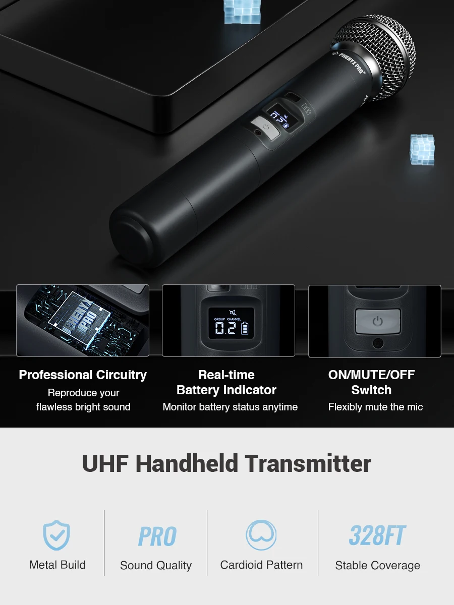 UHF Wireless Microphone System Phenyx Pro PTU-7000 with