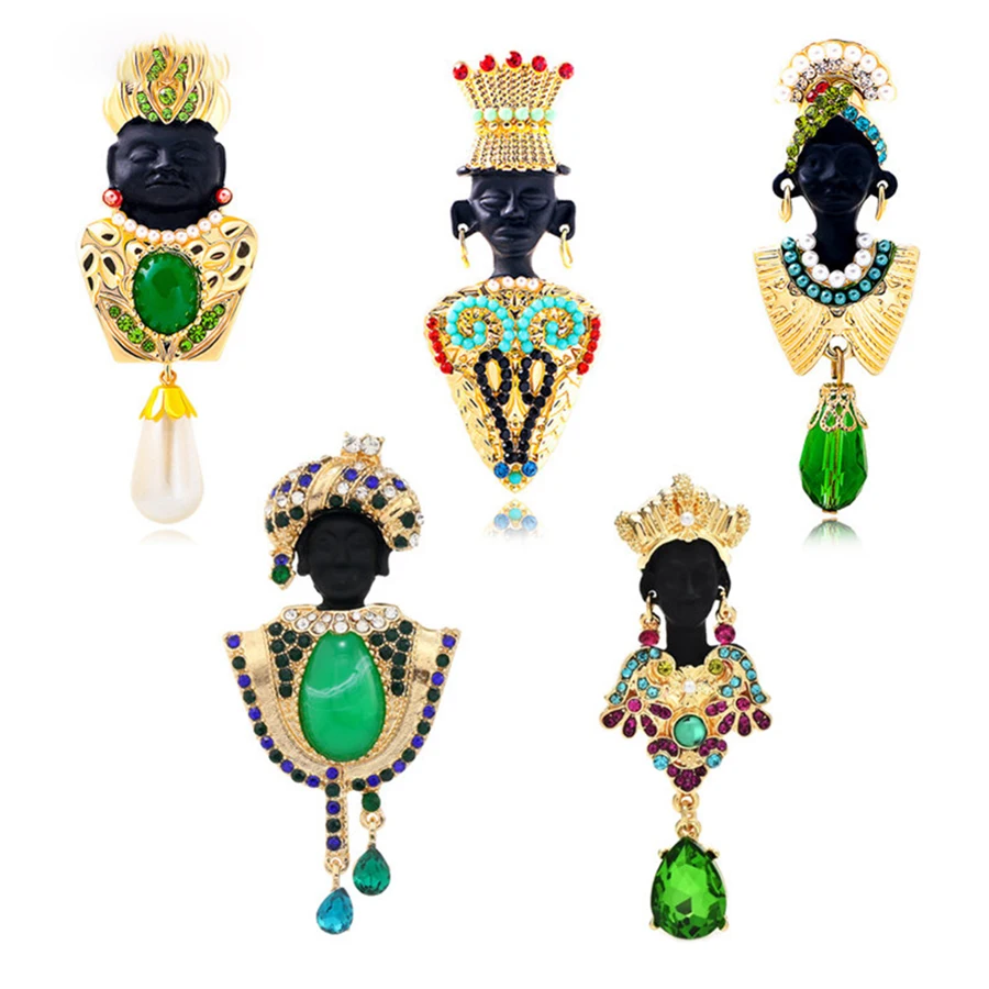 Exotic Egyptian King medieval alloy brooch women's retro tight corset African tribal leader Brooch Pin
