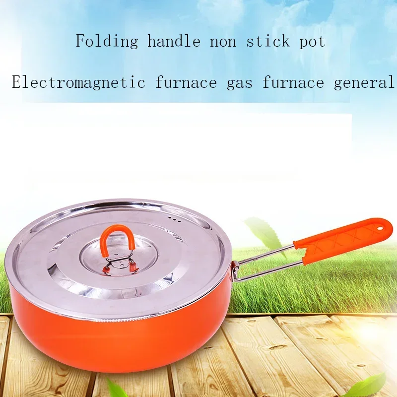 Foldable Hand Mountaineering Team Pan Non Stick Pot Outdoor Set Pot Camping Picnic Pot Cooker Outside Home