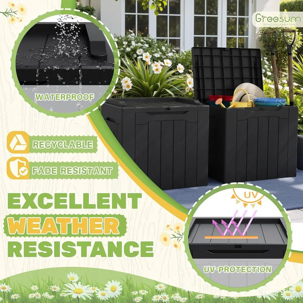 All-Weather Outdoor Deck Storage Box (Set of 2) for Patio Furniture, Garden Tools, and Package Delivery